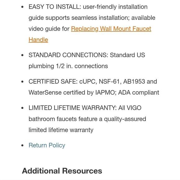 NEW * VIGO VG05001CH Olus Single-Handle Wall Mount Bathroom Faucet in Chrome - Picture 13 of 16